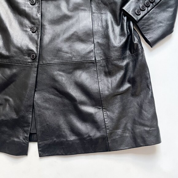 Reformation Veda Crosby 90s Longline Leather Blazer Black Size 2X - Picture 5 of 15